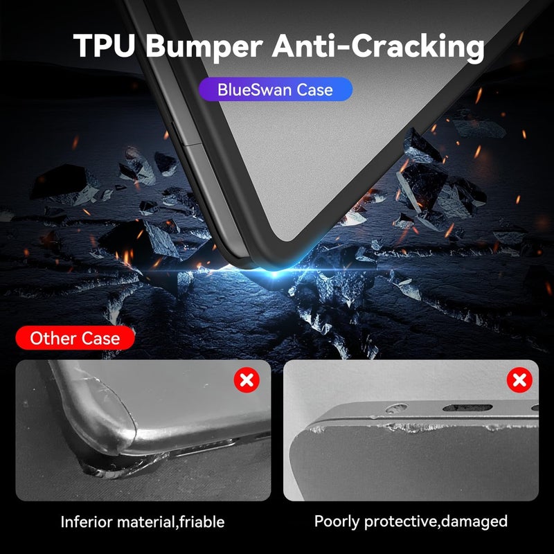 BlueSwan Anti-Cracking Hard Shell Case Compatible with MacBook Air 13 inch M4 M3 M2 2026 2025-2022 A3240 A3113 A2681, Drop Protection Soft TPU Bumper PC Base for Air 13.6 inch, Frosted Clear - Image 4